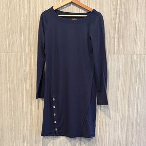 Lilly Pulitzer Navy Long-Sleeve Shift Dress with Side Buttons